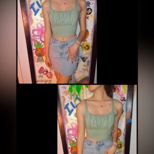 Ruche Hollister Teal Crop Top